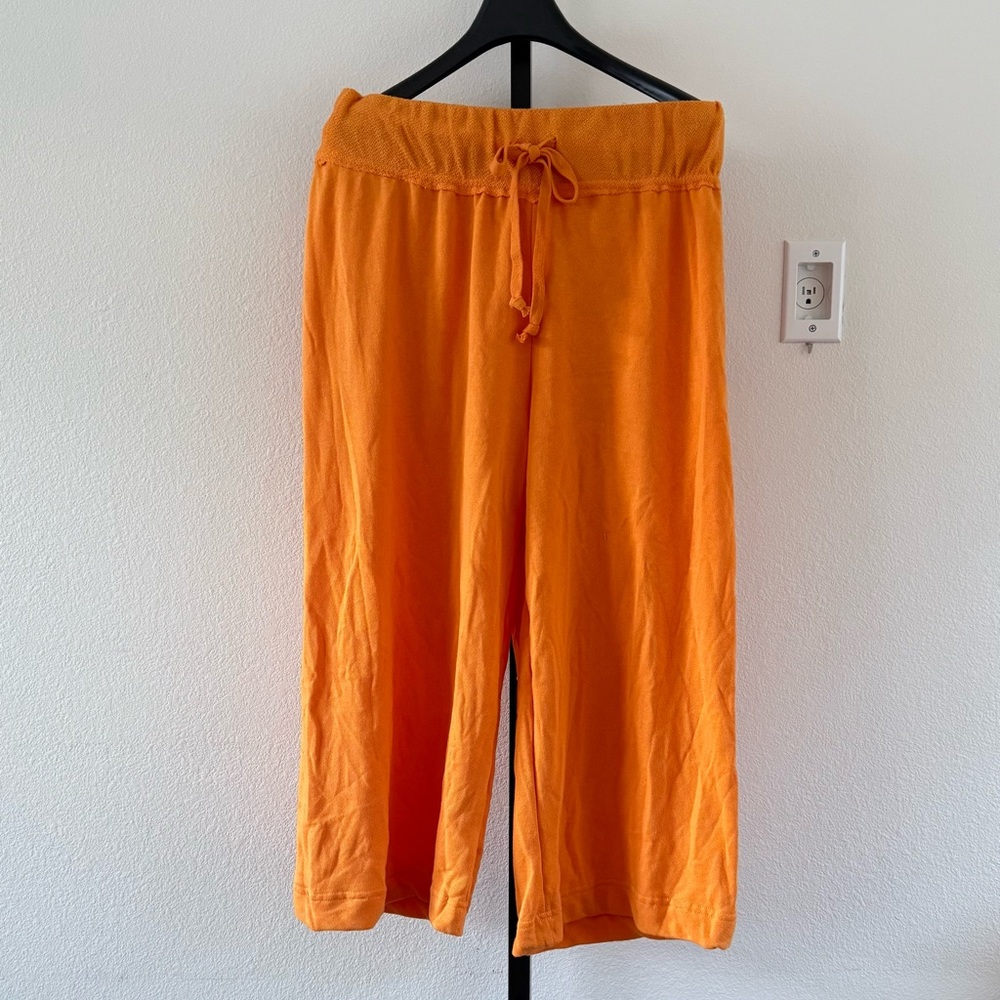 Free People Beach Cropped Wide Leg Sweatpants in Orange, Size M, New without Tag